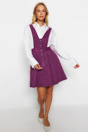 Trendyol Plum Mini Gilet Button Detailní tkané šaty