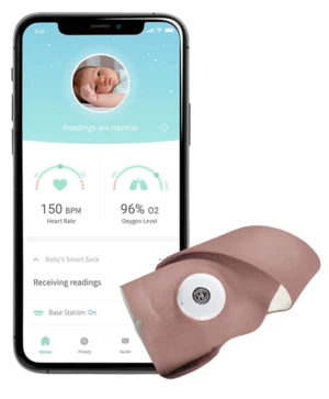 Owlet Smart Sock 3 - Chytrá ponožka, matně růžová