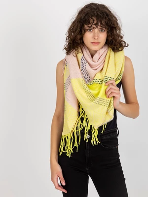 Women's winter scarf with fringe - multicolored