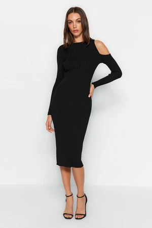 Trendyol Black Midi Knitwear Window/Cut Out Dress