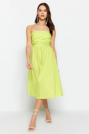 Trendyol Green Rib Detailed Poplin Woven Dress