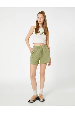 Koton Mini Shorts with Lace-Up Waist, Pocket Detailed.