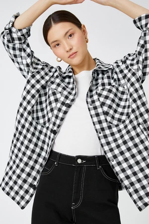 Koton Women's Black Plaid Jacket