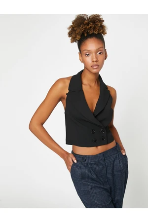 Koton Double Breasted Crop Blazer Vest