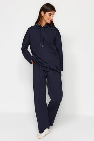 Trendyol Navy Blue Hooded Knitted Tracksuit Set