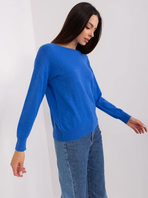 Dark blue classic sweater with cotton