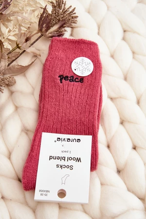 Women's warm socks with pink lettering