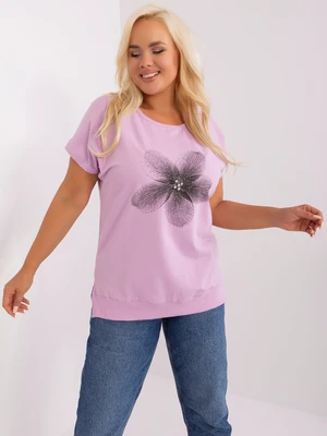 Light purple blouse plus size with print