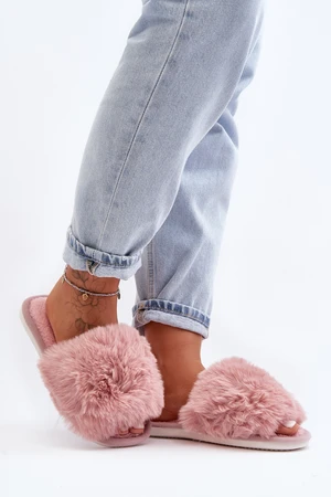 Women's slippers with fur, pink Vienitta