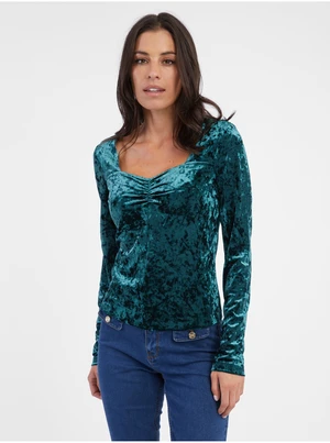 Orsay Women's Petrol Velvet Top - Women's