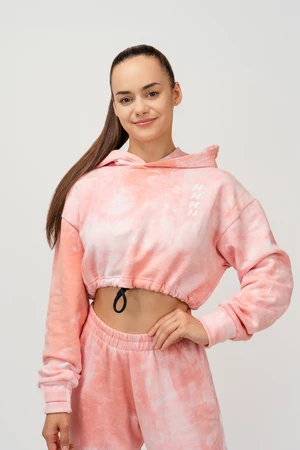 Růžová dámská vzorovaná mikina s kapucí NEBBIA Re-fresh Women’s Crop Hoodie