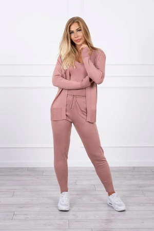 3-piece sweater set dark pink