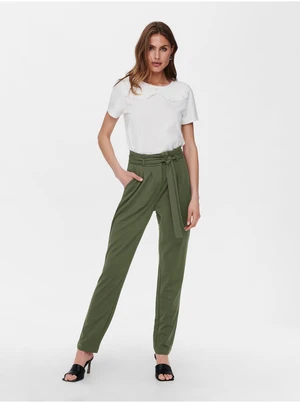 Khaki trousers with tie JDY Tanja - Women