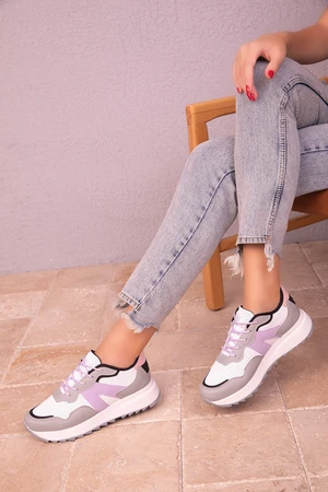 Soho Women's Ice-White-Lilac Sneakers 18324