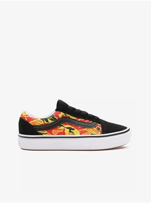 Orange-black kids patterned suede sneakers VANS Flame Camo - Boys