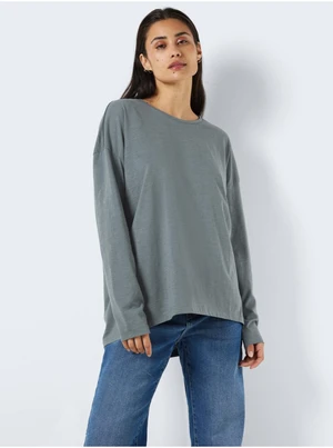 Noisy May Grey-blue Womens Basic Oversize Long Sleeve T-Shirt Noisy - Women