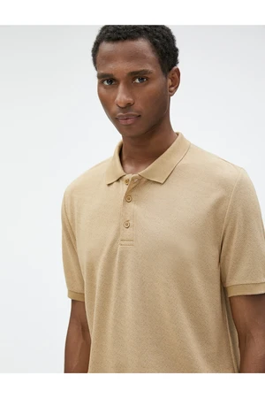 Koton Buttoned, Slim Fit Patterned Polo T-Shirt with Short Sleeves.