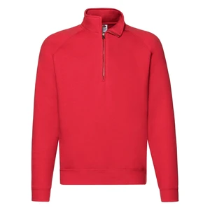 Red Men's Zip Neck Sweat Fruit of the Loom