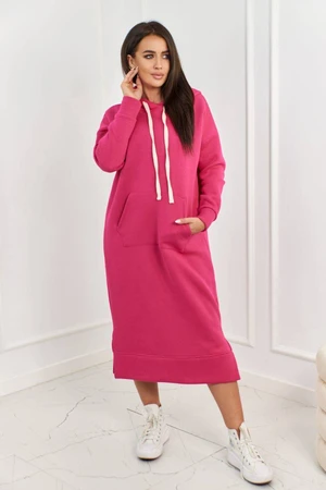 Long fuchsia dress with hood