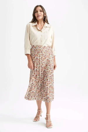 DEFACTO Traditional A Cut Flower Crepe Maxi Skirt