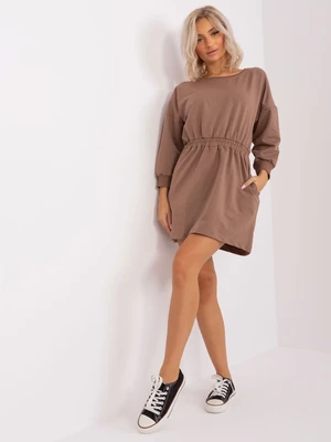 Brown flowing sweatshirt dress