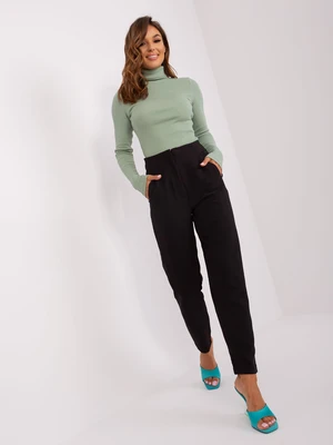 Black fabric trousers with zipper by OCH BELLA