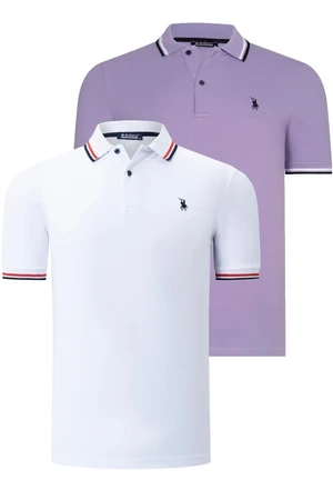 DUAL SET T8594 DEWBERRY MENS T-SHIRT-WHITE-LILAC