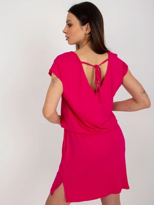 Fuchsia Casual Short Sleeve Dress RUE PARIS