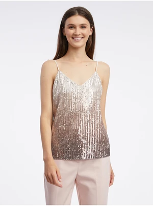 Orsay Beige Women Sequined Top - Women