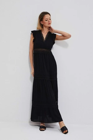 Boho dress with lace - black