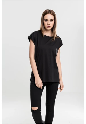 Women's T-shirt with extended shoulder black