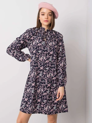 Navy blue loose dress with RUE PARIS patterns