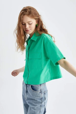 DEFACTO Short Sleeve Double Side Pockets Poplin Shirt