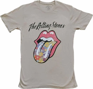 The Rolling Stones T-Shirt Flowers Tongue Unisex Sand M