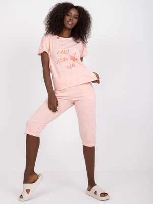 Pink two-piece pajamas with short sleeves