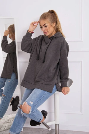 Insulated sweatshirt with side zipper graphite