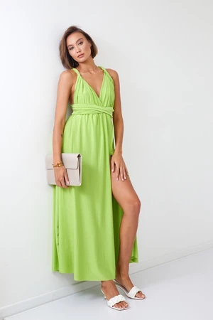 Maxi dress with lime tie around the neck