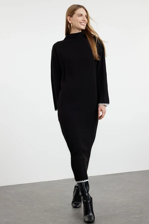 Trendyol Black Stitching Detailed Long Knitwear Dress