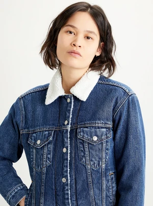 Levi'S Women's Blue Cotton Relaxed Fit Denim Jacket