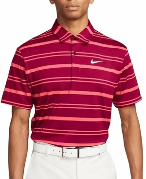 Nike Dri-Fit Tour Mens Stripe Noble Red/Ember Glow/White XL Camiseta polo