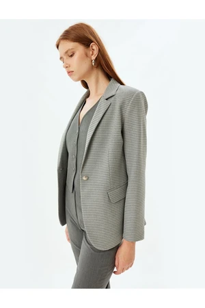 Koton Blazer Jacket Double Breasted Reverse Collar Flap Pocket Detailed