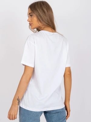 White loose T-shirt with appliqué and print