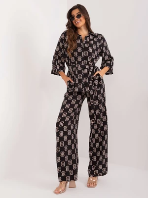 Black two-piece summer viscose set