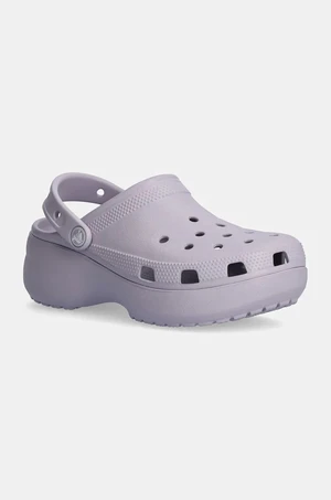 Pantofle Crocs Classic Platform Clog W dámské, šedá barva, na platformě, 206750