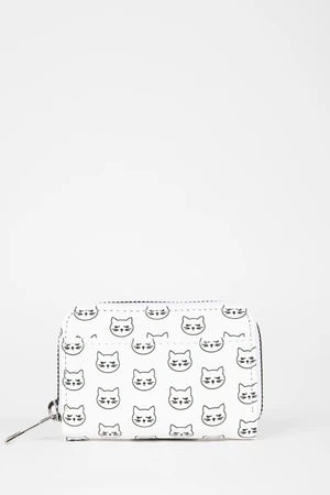 DEFACTO Women's Cat Patterned Faux Leather Wallet