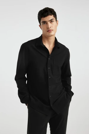 DEFACTO Regular Fit Polo Neck Crinkle Long Sleeve Shirt