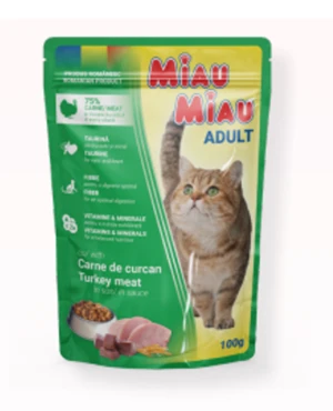 Miau Miau Vrecko Adult Turkey in Gravy - 100g