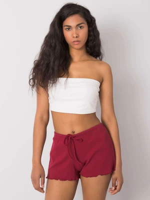 RUE PARIS Burgundy ribbed shorts