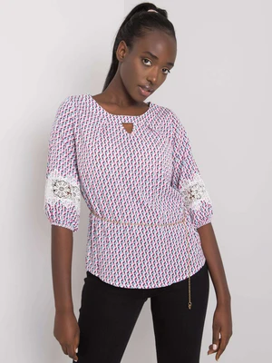 Lady's blouse with white-pink pattern