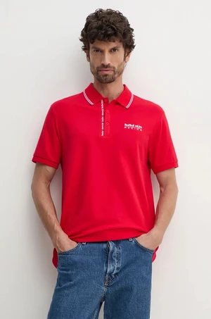 Polo tričko Red Bull Racing x Pepe Jeans červená barva, s potiskem, RM540001